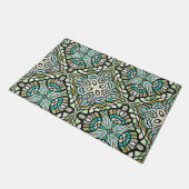 Mini Green Türkise Angesagt Bohemisch Bali Art Mot Fußmatte (Schrägansicht)