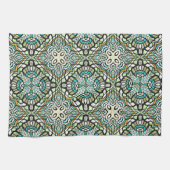 Mini Green Türkise Angesagt Bohemisch Bali Art Mot Geschirrtuch (Horizontal)