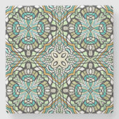 Mini Green Türkise Angesagt Bohemisch Bali Art Mot Steinuntersetzer (Vorderseite)