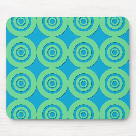 Mini Green Turquoise Circles Modernes Muster Mousepad (Vorne)
