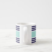 Mini-Green und Navy Blue Streifen Custom Monogram Espressotasse (Rückseite)