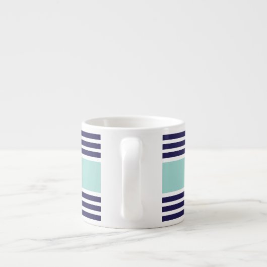 Mini-Green und Navy Blue Streifen Custom Monogram Espressotasse (Rückseite)