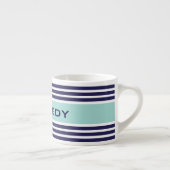 Mini-Green und Navy Blue Streifen Custom Monogram Espressotasse (Rechts)