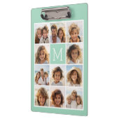 Mini Green Unique Foto Collage Custom Monogram Klemmbrett (Links)
