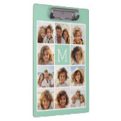 Mini Green Unique Foto Collage Custom Monogram Klemmbrett (Rechts)