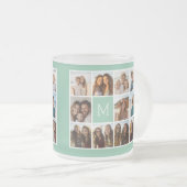 Mini Green Unique Foto Collage Custom Monogram Mattglastasse (VorderseiteRechts)