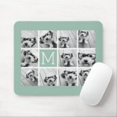 Mini Green Unique Foto Collage Custom Monogram Mousepad (Mit Mouse)