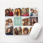 Mini Green Unique Foto Collage Custom Monogram Mousepad (Mit Mouse)