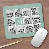 Mini Green Unique Foto Collage Custom Monogram Mousepad