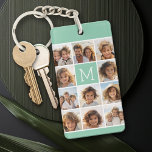 Mini Green Unique Foto Collage Custom Monogram Schlüsselanhänger<br><div class="desc">Verwenden Sie bis zu 11 Quadrat Instagram oder selbstständige Fotos,  um ein einzigartiges und persönliches Geschenk zu schaffen. Oder man behalte den Hipster Welpe und macht einen trendigen Sake. Wenn Sie die Bilder anpassen müssen,  klicken Sie auf das Werkzeug anpassen,  um Änderungen vorzunehmen.</div>