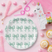 Mini Green Vintag Satin Bow Muster Pappteller (Party)