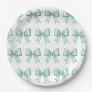 Mini Green Vintag Satin Bow Muster Pappteller