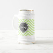 Mini Green Zickzack Monogram Bierglas (Vorderseite Links)