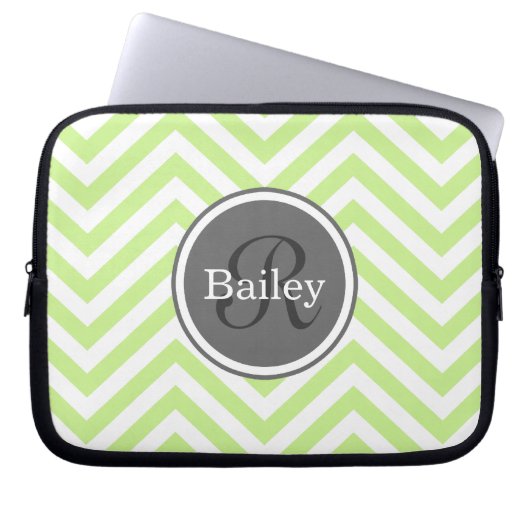 Mini Green Zickzack Monogram Laptopschutzhülle (Vorderseite)