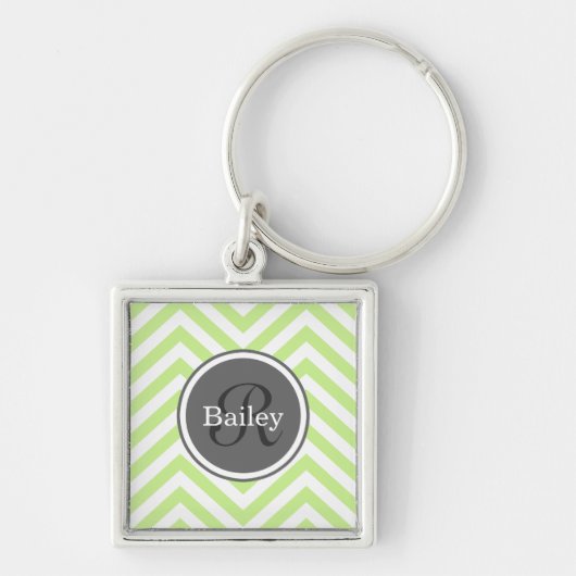 Mini Green Zickzack Monogram Schlüsselanhänger (Vorne)