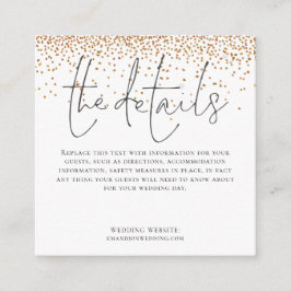 MINI-GRÖSSE-Hochzeitdetails-Skript Gold-Glitzer Begleitkarte