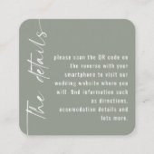 Mini-Größe Kalligrafie QR Code Sage Hochzeit Begleitkarte (Vorderseite)