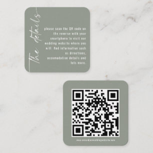 Mini-Größe Kalligrafie QR Code Sage Hochzeit Begleitkarte