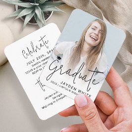 Mini-Größe Modernes Script-Foto Abschluss laden ei Begleitkarte