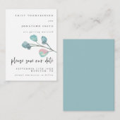 MINI-GRÖSSE Pastel Eukalyptus Wedding Save the Dat Mitteilungskarte (Vorne/Hinten)