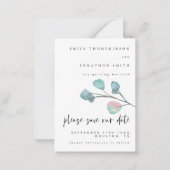 MINI-GRÖSSE Pastel Eukalyptus Wedding Save the Dat Mitteilungskarte (Vorderseite)