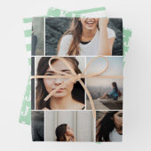 Mini-Grün-Weißes Foto Collage Monogramm Geschenkpapier Set (Beispiel)