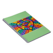 Mini-grünes Notebook mit mehrfarbigem Herz Notizblock (Rechte Seite)