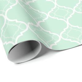 Mini-Grünes Quatrefoliengeometrisches Muster Geschenkpapier