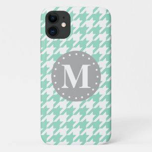 Mini-Hahnentrittmuster-Muster Grau Monogramm Case-Mate iPhone Hülle