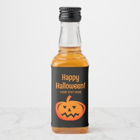 Mini-Halloween-Party für Schwarz und Orange Alkoholflaschenetikett (Vorderseite)