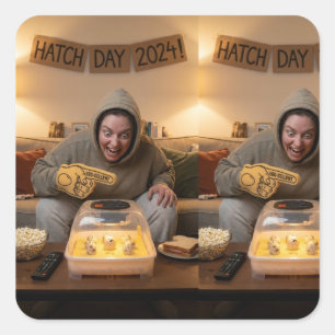 Mini Hatch Celebration – Spaß-Sticker Quadratischer Aufkleber