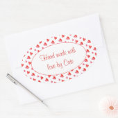 MINI HEARTS Ovale Aufkleber "Hand made" (Umschlag)