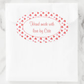 MINI HEARTS Ovale Aufkleber "Hand made" (Tasche)