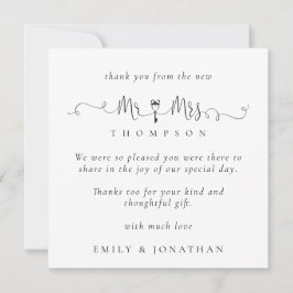 MINI Herr Key Motif Script Wedding Vielen Dank Mitteilungskarte