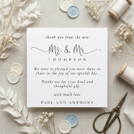 MINI Herr Stylish Script Wedding Vielen Dank Mitteilungskarte