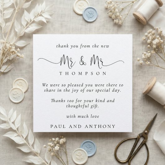 MINI Herr Stylish Script Wedding Vielen Dank Mitteilungskarte