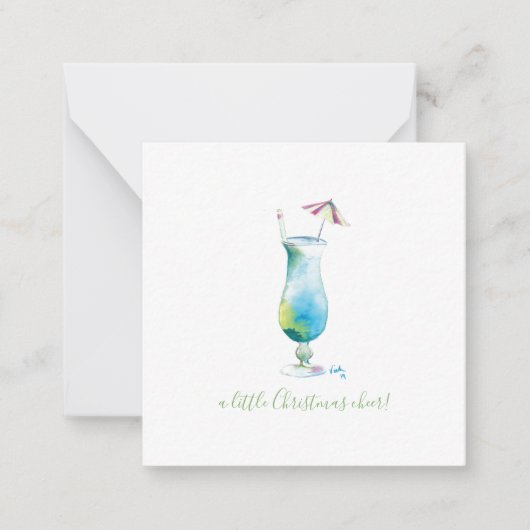 Mini Holiday Blue Hawaii Cocktail Mitteilungskarte (Vorderseite)