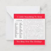 Mini Holiday Game Note Card Mitteilungskarte (Rückseite)