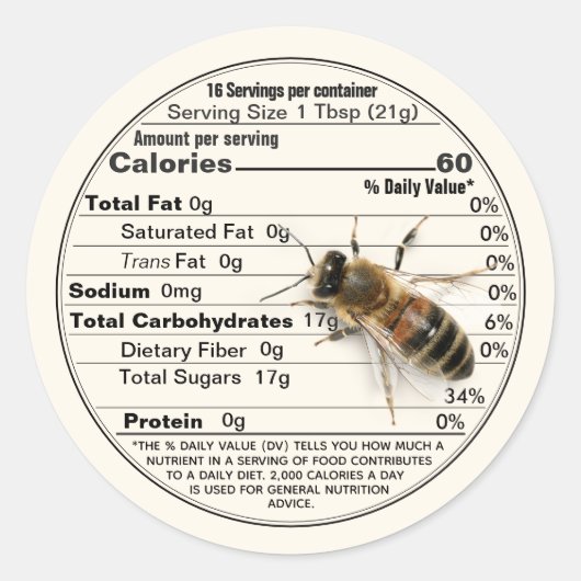 Mini Honey Lid Label Elfenbeinernährung Fakt mit B Runder Aufkleber (Vorderseite)