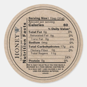 Mini Honey Nutrition Fakten Kraft Label Vintage Bi Runder Aufkleber