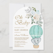 Mini Hot Air Ballon Elephant Arch Baby Dusche Einladung (Vorderseite)