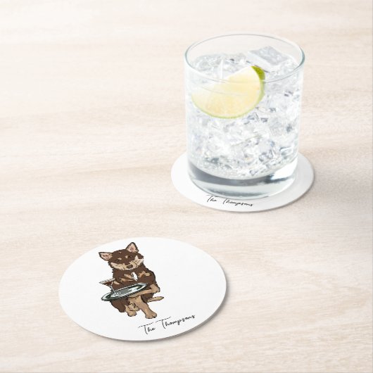 Mini Husky Wedding Runder Pappuntersetzer (Vor Ort)