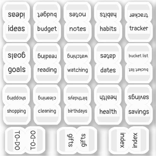 Mini Index Tabs Bujo Functional Planner Labels (Vorderseite)