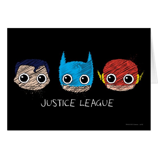 Mini Justice League Heads Sketch (Vorderseite (Horizontal))