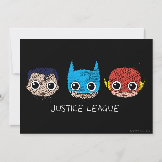 Mini Justice League Heads Sketch Einladung (Vorderseite)