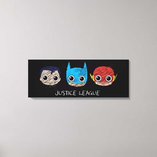Mini Justice League Heads Sketch Leinwanddruck (Vorderseite)