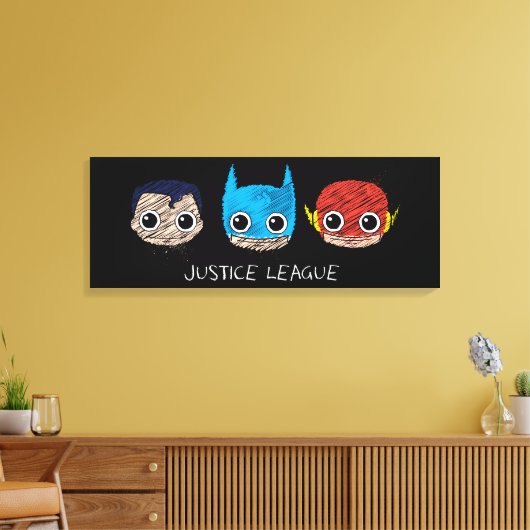 Mini Justice League Heads Sketch Leinwanddruck (Insitu (Wohnzimmer))