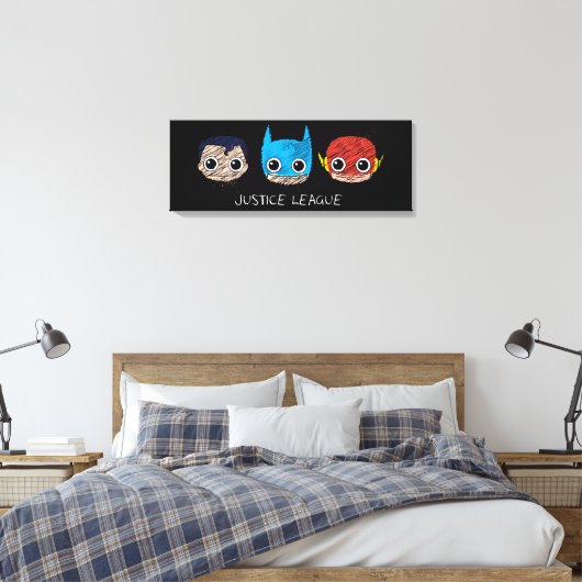 Mini Justice League Heads Sketch Leinwanddruck (Insitu (Schlafzimmer))