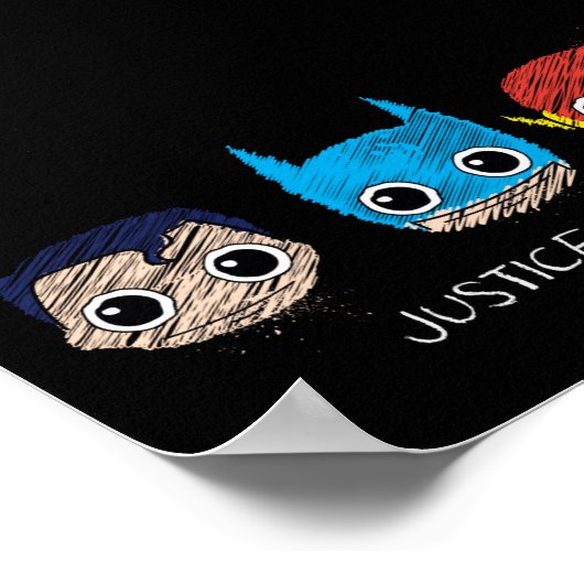 Mini Justice League Heads Sketch Poster (Ecke)