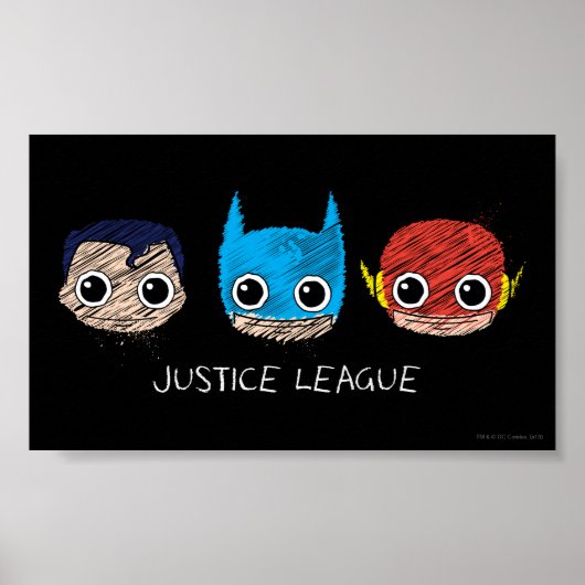 Mini Justice League Heads Sketch Poster (Vorne)